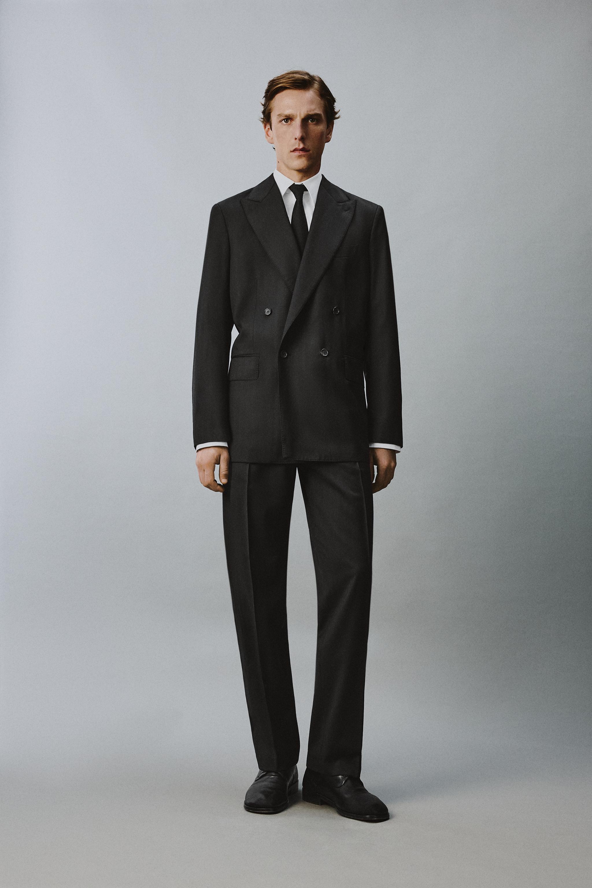 100% WOOL DOUBLE BREASTED SUIT BLAZER